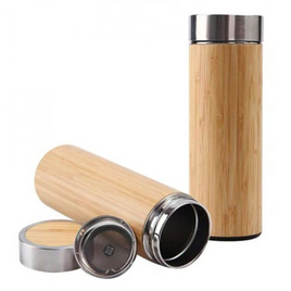 TERMO STEKLENICA bambus & inox z čajnim filtrom – 420 ml
